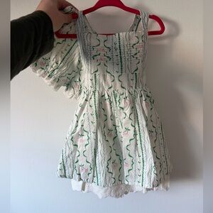 Janie and Jack White Dress with Green and Pink Accents